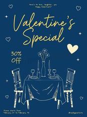 蓝色浪漫情人节海报矢量模板