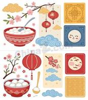 元宵节汤圆灯笼合集矢量素材