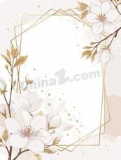 唯美水彩花卉金色边框矢量模板