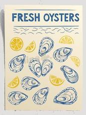 复古生蚝海鲜美食卡片矢量模板