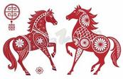 红色马年新春剪纸生肖矢量素材