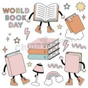 世界读书日萌贴纸套装矢量素材