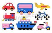 卡通儿童交通工具合集矢量素材