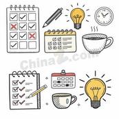 手绘办公待办清单图标矢量素材