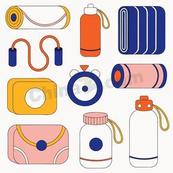 简约瑜伽运动用品合集矢量素材