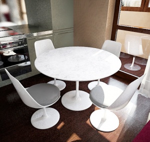 白色圆桌椅3D模型