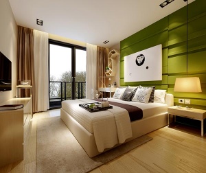 3D绿色清新卧室模型