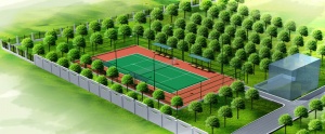 网球场3D室外效果图