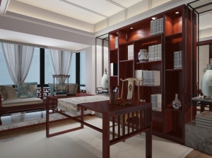 中式书房3D模型设计