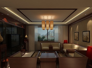 中式客厅模型效果图