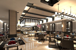 酒店餐厅3D模型效果图