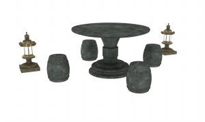大理石桌椅模型