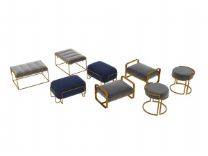 布艺沙发凳圆凳3D模型