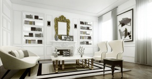 纯白美式客厅3D模型