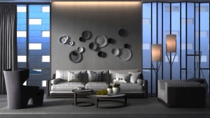 后现代轻奢客厅模型设计