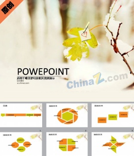 枫叶恋情ppt模板下载