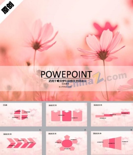 粉色花朵ppt背景图片