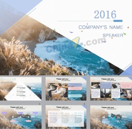 2016扁平化商务工作汇报ppt模板