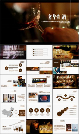奢华红酒产品介绍宣传书PPT模板