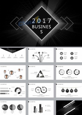 黑色经典简约ppt模板下载