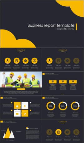 橙黄黑工地建设项目报告PPT模板