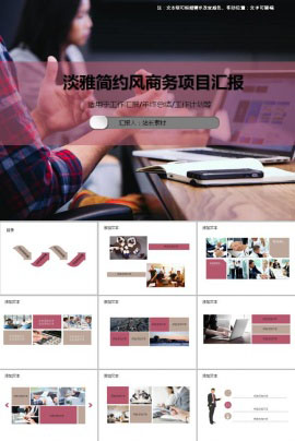 淡雅简约风商务项目汇报ppt模板