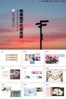 唯美扁平化商务工作汇报总结ppt模板