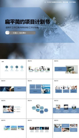 扁平简约项目计划书ppt模板