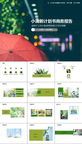 小清新计划书商务报告PPT模板