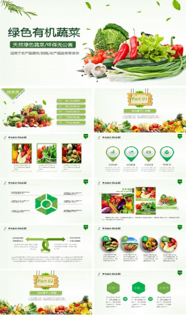 绿色健康养生水果蔬菜果蔬PPT模板