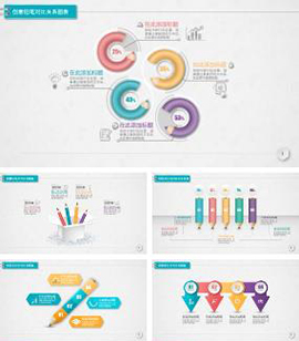 微粒体个性创意关系图表数据图表PPT模板
