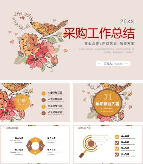 森系采购工作年终总结ppt模板