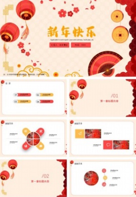 喜庆中国风新年快乐ppt模板下载