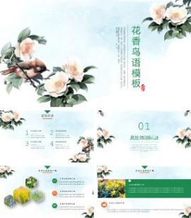 鸟语花香古风古韵工作总结计划PPT模板