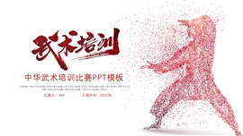 简约抽象粒子风武术培训比赛ppt模板
