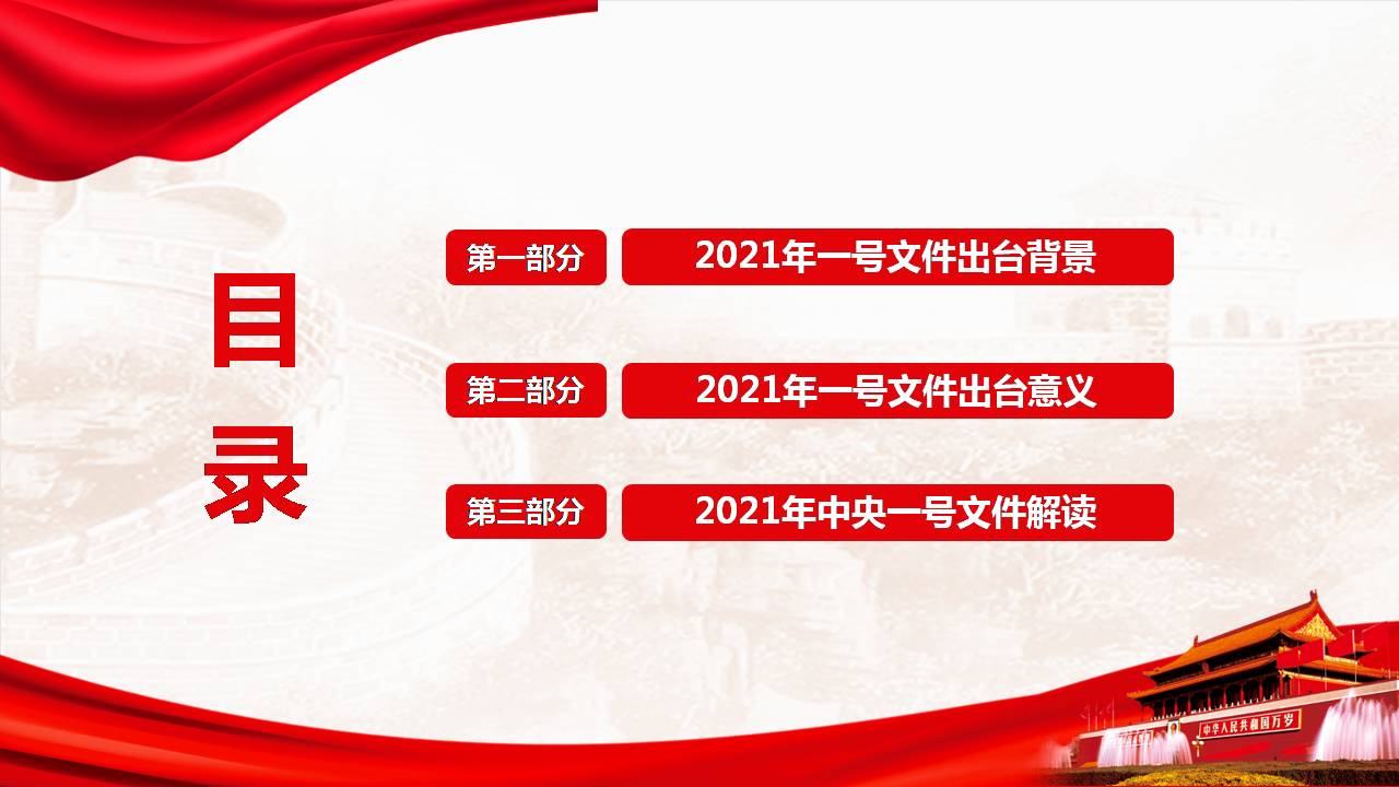 2021年中央一号文件精神解读ppt模板