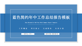 潘通蓝商务简约年中工作总结PPT模板