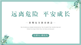 简约风暑期暑假安全教育班会ppt模板