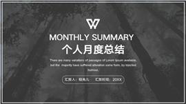 灰色个人月度总结ppt模板