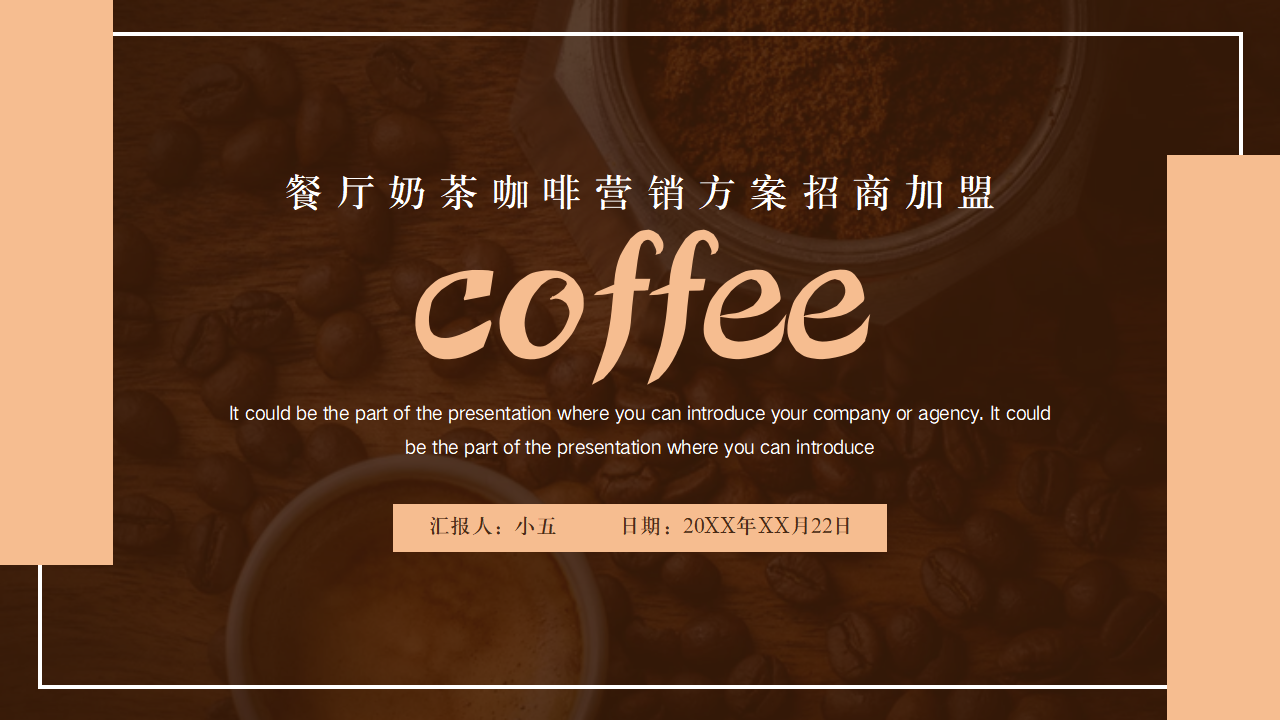 餐厅奶茶咖啡营销方案招商加盟PPT模板
