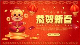 红色喜庆可爱3d老虎新年企业总结汇报ppt模板