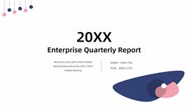 撞色蓝粉企业季度总结汇报PPT模板