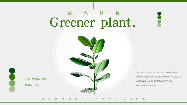 绿色植物绿植市场营销方案活动PPT模板