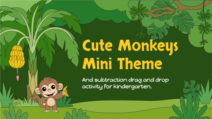 卡通猴子森林风幼儿园儿童英文教学ppt课件