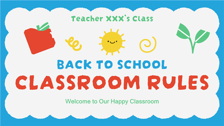 可爱卡通手绘风开学第一课班规介绍ppt模板