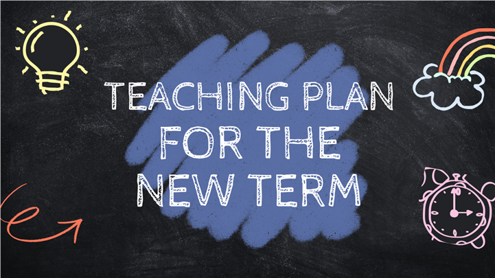 创意手绘粉笔字黑板风新学期教学计划ppt模板