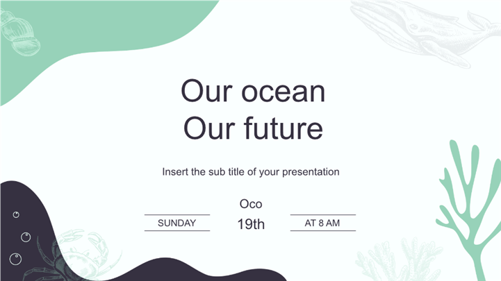 简约小清新手绘海洋环保主题PPT模板