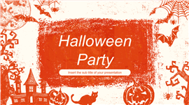 创意复古插画风万圣节活动策划ppt模板