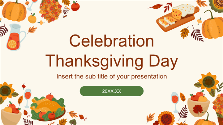 秋季暖色插画风感恩节活动ppt模板
