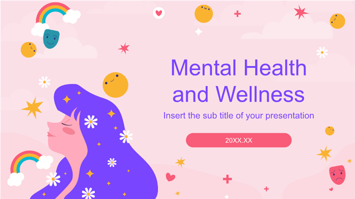 治愈系插画风心理健康科普ppt模板
